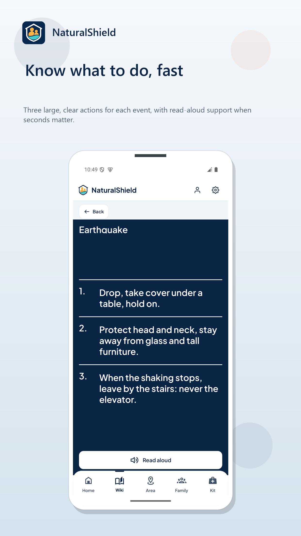 Screen 3 of NaturalShield: Be ready. Even offline.