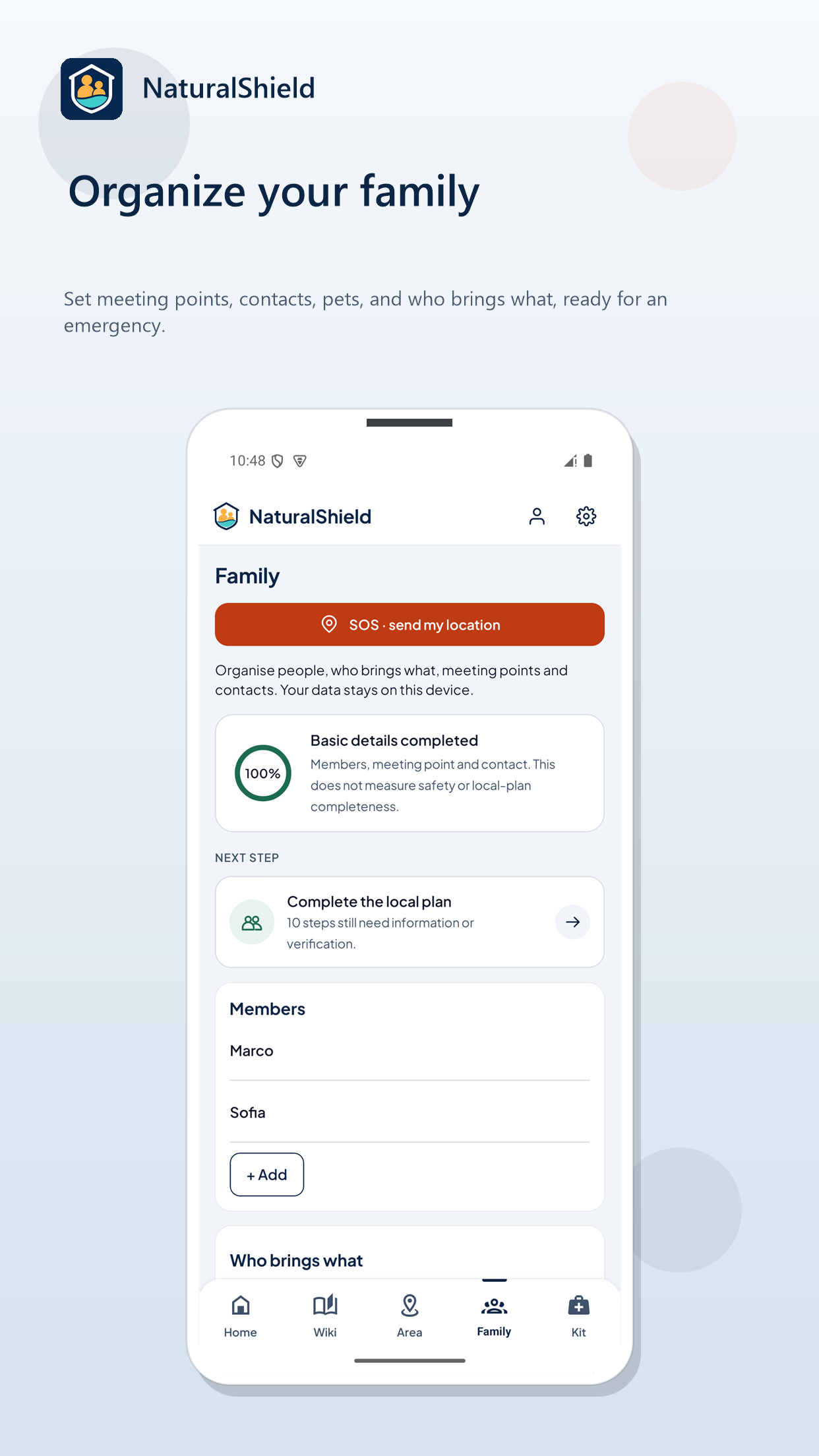 Screen 4 of NaturalShield: Be ready. Even offline.
