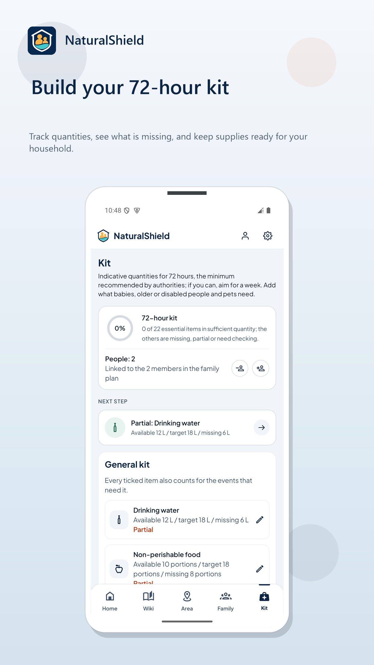 Screen 5 of NaturalShield: Be ready. Even offline.