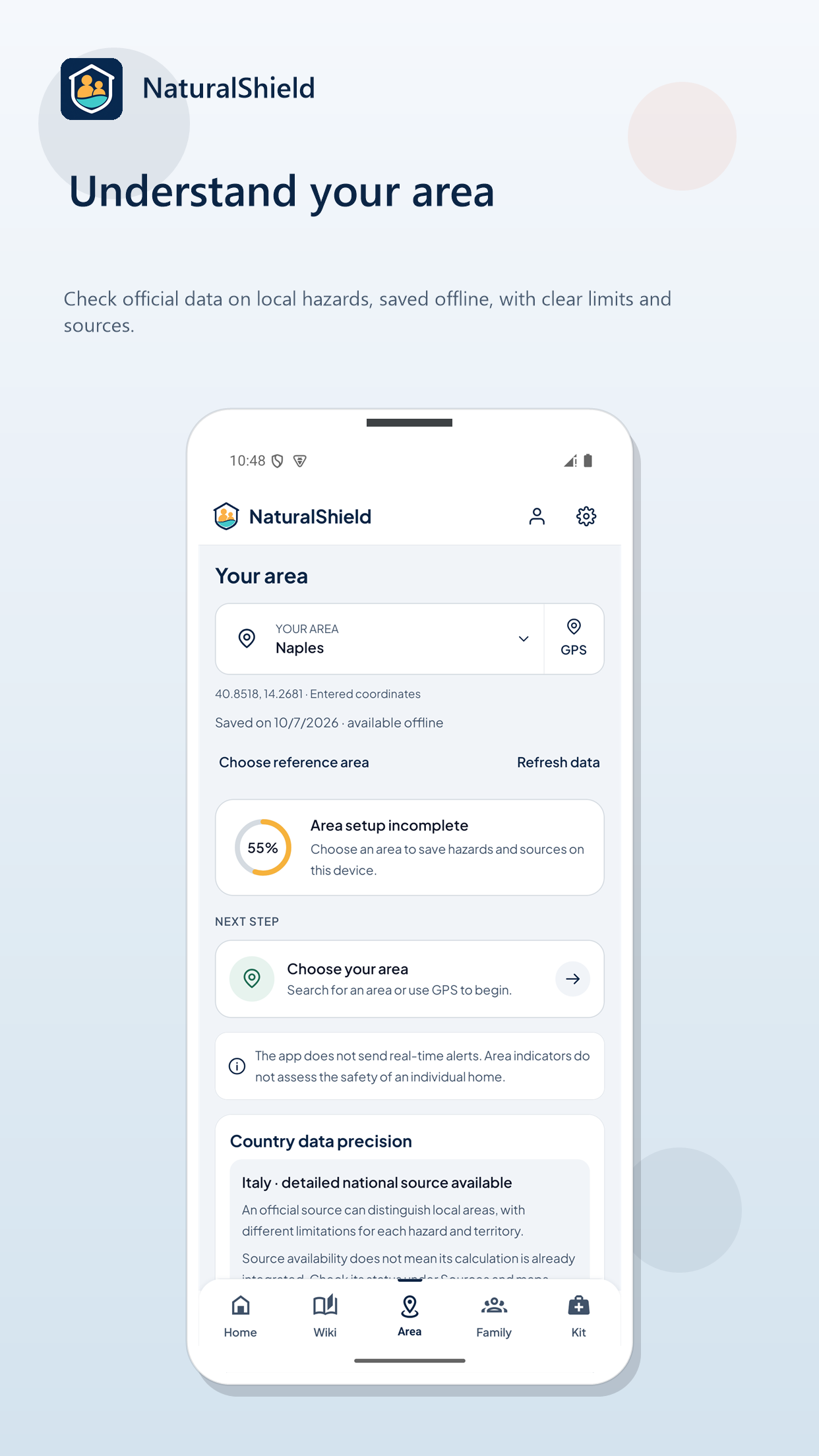 Screen 6 of NaturalShield: Be ready. Even offline.