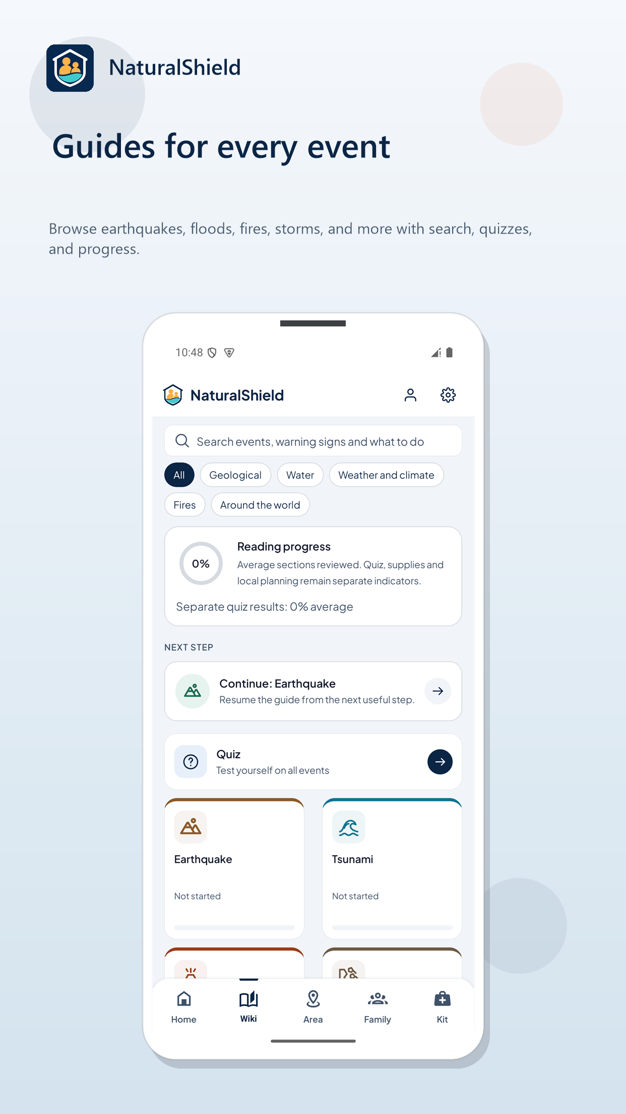 Screen 7 of NaturalShield: Be ready. Even offline.